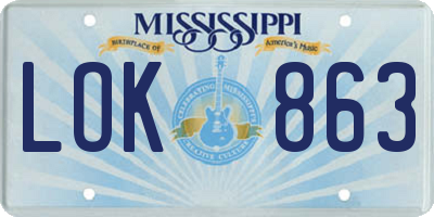 MS license plate LOK863