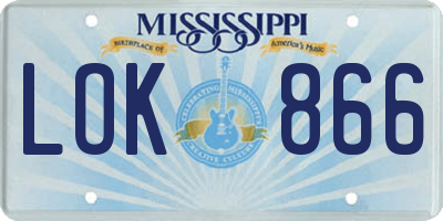 MS license plate LOK866