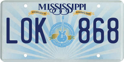 MS license plate LOK868