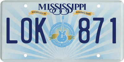 MS license plate LOK871