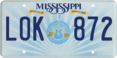 MS license plate LOK872