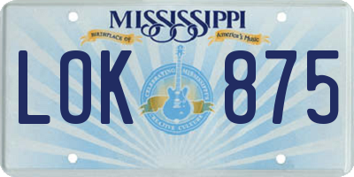 MS license plate LOK875