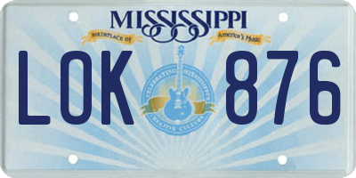 MS license plate LOK876