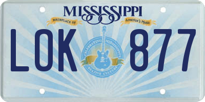 MS license plate LOK877