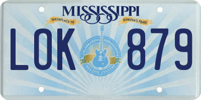 MS license plate LOK879