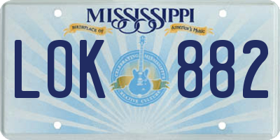 MS license plate LOK882