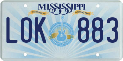 MS license plate LOK883