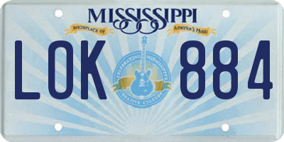 MS license plate LOK884