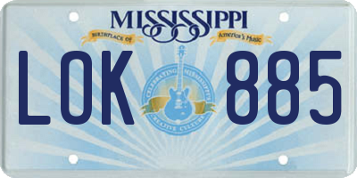 MS license plate LOK885