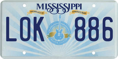 MS license plate LOK886