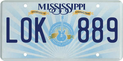 MS license plate LOK889