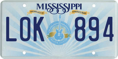 MS license plate LOK894