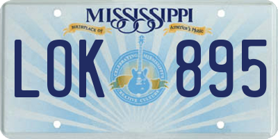 MS license plate LOK895