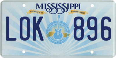 MS license plate LOK896