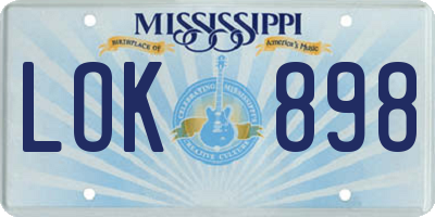 MS license plate LOK898