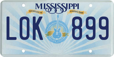MS license plate LOK899