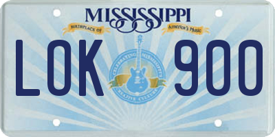 MS license plate LOK900