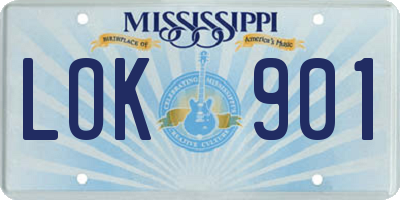 MS license plate LOK901