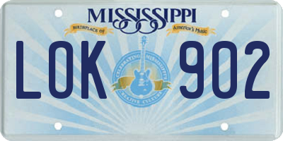 MS license plate LOK902