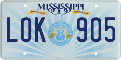 MS license plate LOK905