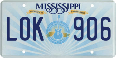 MS license plate LOK906
