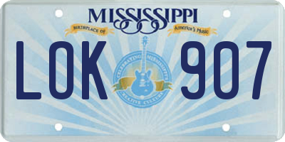MS license plate LOK907