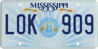 MS license plate LOK909
