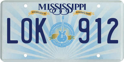 MS license plate LOK912