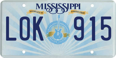 MS license plate LOK915