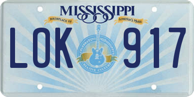 MS license plate LOK917