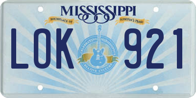 MS license plate LOK921