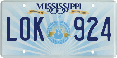 MS license plate LOK924