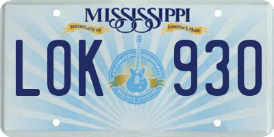 MS license plate LOK930
