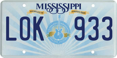 MS license plate LOK933