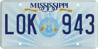 MS license plate LOK943