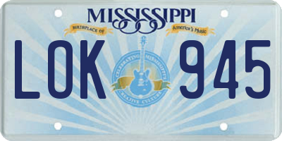MS license plate LOK945
