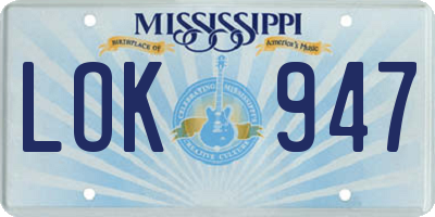 MS license plate LOK947
