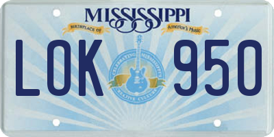 MS license plate LOK950