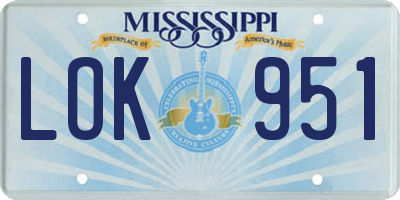 MS license plate LOK951