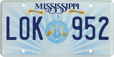 MS license plate LOK952