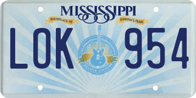 MS license plate LOK954