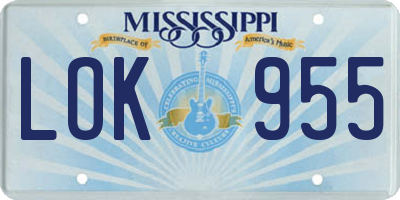 MS license plate LOK955