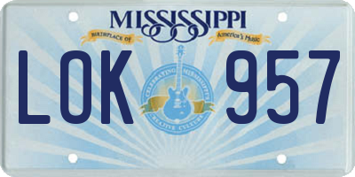MS license plate LOK957