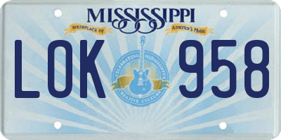 MS license plate LOK958