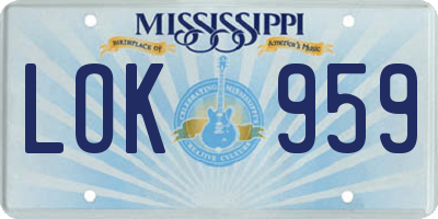 MS license plate LOK959