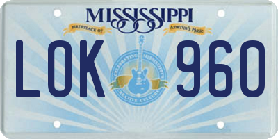 MS license plate LOK960