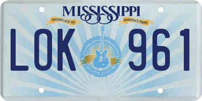 MS license plate LOK961