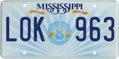 MS license plate LOK963