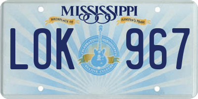 MS license plate LOK967