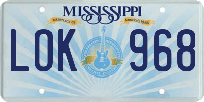 MS license plate LOK968